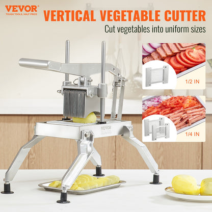 VEVOR Commercial Vegetable Slicer, 1/4 and 1/2 inch Tomato Slicer, Stainless Steel and Aluminum Alloy Vegetable Cutter Slicer, Manual Tomato Slicer with Non-slip Feet, for Tomatoes, Onions, Potatoes - FQQPJLS1412IHKPPZV0 - view 3