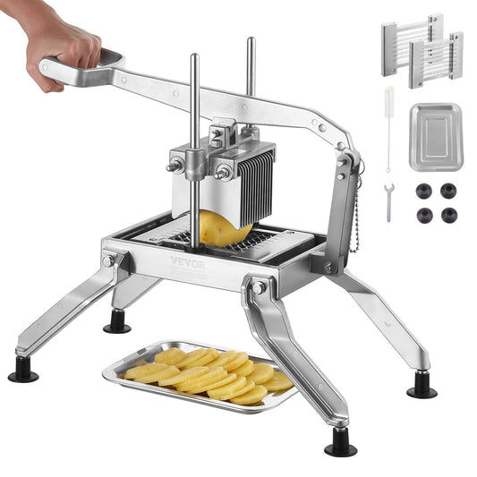VEVOR Commercial Vegetable Slicer, 3/8" and 3/16" Tomato Slicer, Stainless Steel and Aluminum Alloy Vegetable Cutter Slicer, Manual Tomato Slicer with Non-slip Feet, for Tomatoes, Potatoes, Onions - FQQPJLS38316TDQZAV0 - view 1