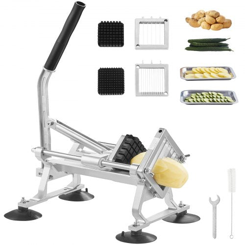 VEVOR Commercial Vegetable Slicer, 1/4"+3/8"+1/2" Fruit Slicer, Stainless Steel and Aluminum Alloy Vegetable Cutter Slicer Machine, Manual Slicer with Non-slip Feet, for Radishes, Onions, Potatoes - FQQPJWS14383JBY2RV0 - view 2