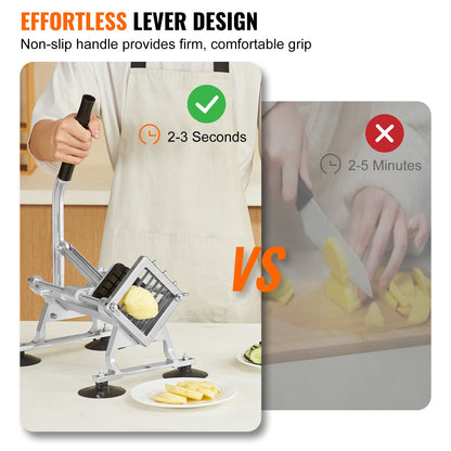 VEVOR Commercial Vegetable Slicer, 1/4"+3/8"+1/2" Fruit Slicer, Stainless Steel and Aluminum Alloy Vegetable Cutter Slicer Machine, Manual Slicer with Non-slip Feet, for Radishes, Onions, Potatoes - FQQPJWS14383JBY2RV0 - view 4