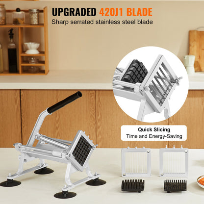 VEVOR Commercial Vegetable Slicer, 1/4"+3/8"+1/2" Fruit Slicer, Stainless Steel and Aluminum Alloy Vegetable Cutter Slicer Machine, Manual Slicer with Non-slip Feet, for Radishes, Onions, Potatoes - FQQPJWS14383JBY2RV0 - view 5