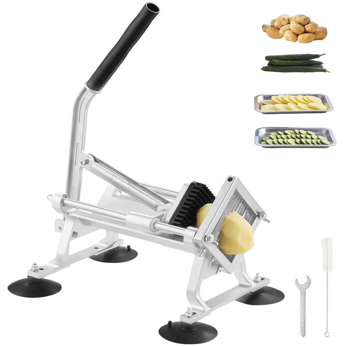 VEVOR Commercial Vegetable Slicer, 1/4 inch Fruit Slicer, Stainless Steel and Aluminum Alloy Vegetable Cutter Slicer Machine, Manual Slicer with Non-slip Feet, for Radishes, Onions, Potatoes, Lemons - FQQPJWS14INCM6M4PV0 - view 1
