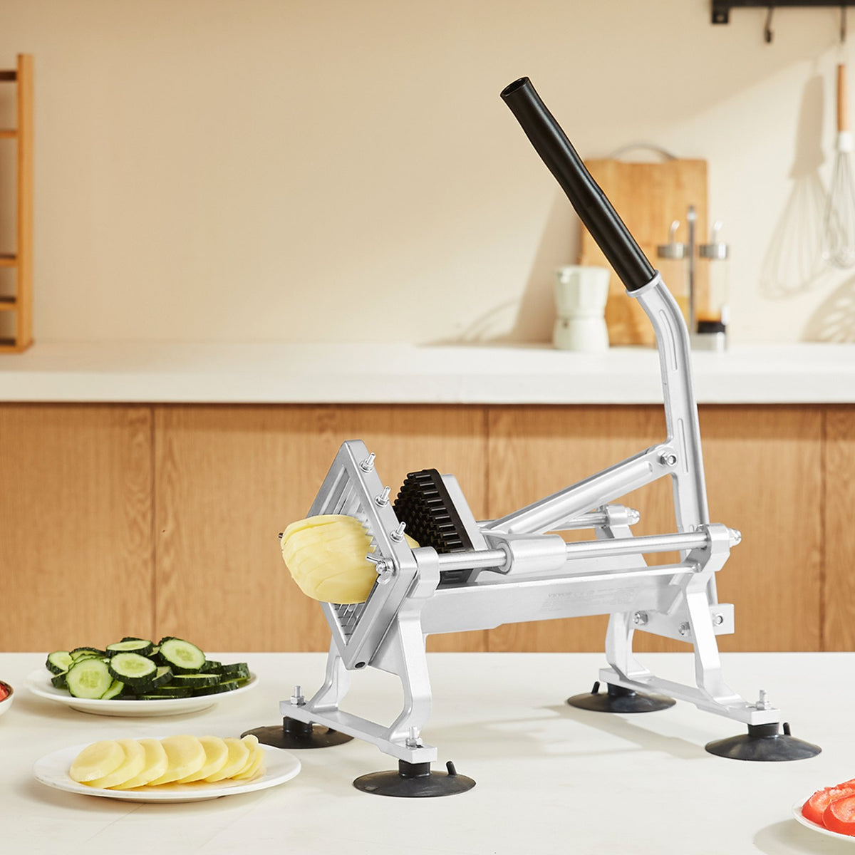 VEVOR Commercial Vegetable Slicer, 1/4 inch Fruit Slicer, Stainless Steel and Aluminum Alloy Vegetable Cutter Slicer Machine, Manual Slicer with Non-slip Feet, for Radishes, Onions, Potatoes, Lemons - FQQPJWS14INCM6M4PV0 - view 9