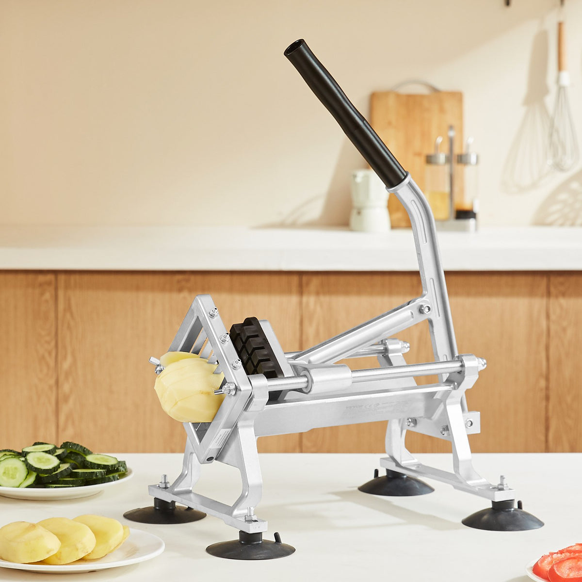 VEVOR Commercial Vegetable Slicer, 1/2 inch Fruit Slicer, Stainless Steel and Aluminum Alloy Vegetable Cutter Slicer Machine, Manual Slicer with Non-slip Feet, for Radishes, Onions, Potatoes, Lemons - FQQPJWS316INZRLGOV0 - view 9