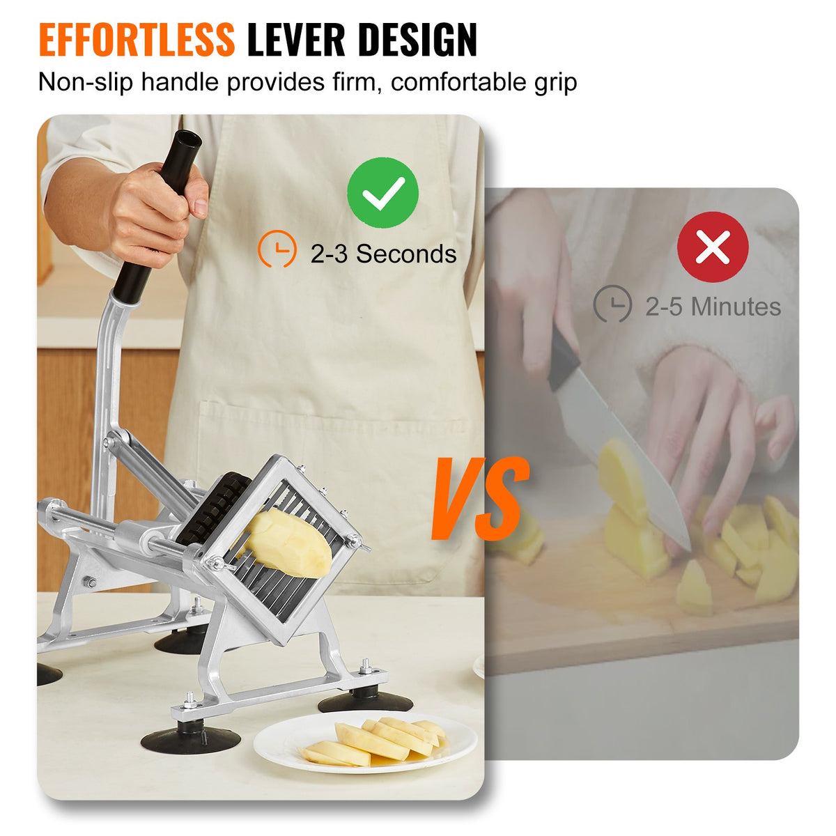VEVOR Commercial Vegetable Slicer, 3/8 inch Fruit Slicer, Stainless Steel and Aluminum Alloy Vegetable Cutter Slicer Machine, Manual Slicer with Non-slip Feet, for Radishes, Onions, Potatoes, Lemons - FQQPJWS38INCMIPZFV0 - view 4