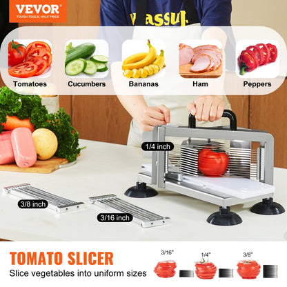 VEVOR Commercial Tomato Slicer, 1/4"+3/8"+3/16" Tomato Cutter Slicer, Stainless Steel Heavy Duty Tomato Slicer Machine, Manual Tomato Slicer with Non-slip Feet, Cutting Tomatoes, Cucumbers, Bananas - FQQPJZTS14388D14CV0 - view 3