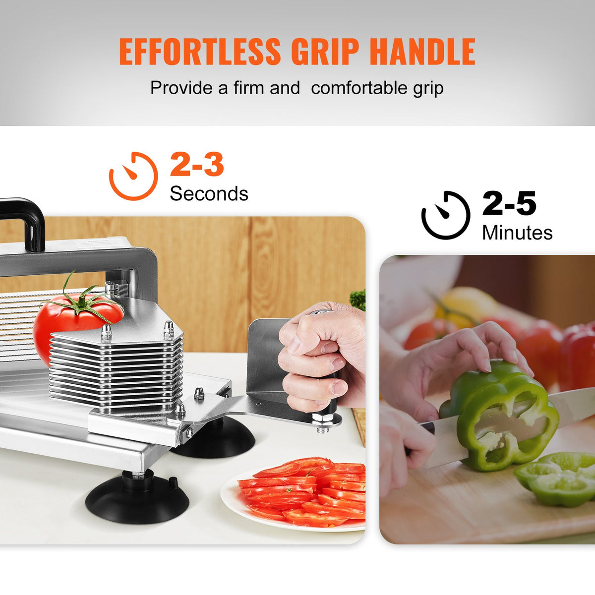 VEVOR Commercial Tomato Slicer, 1/4"+3/8"+3/16" Tomato Cutter Slicer, Stainless Steel Heavy Duty Tomato Slicer Machine, Manual Tomato Slicer with Non-slip Feet, Cutting Tomatoes, Cucumbers, Bananas - FQQPJZTS14388D14CV0 - view 4