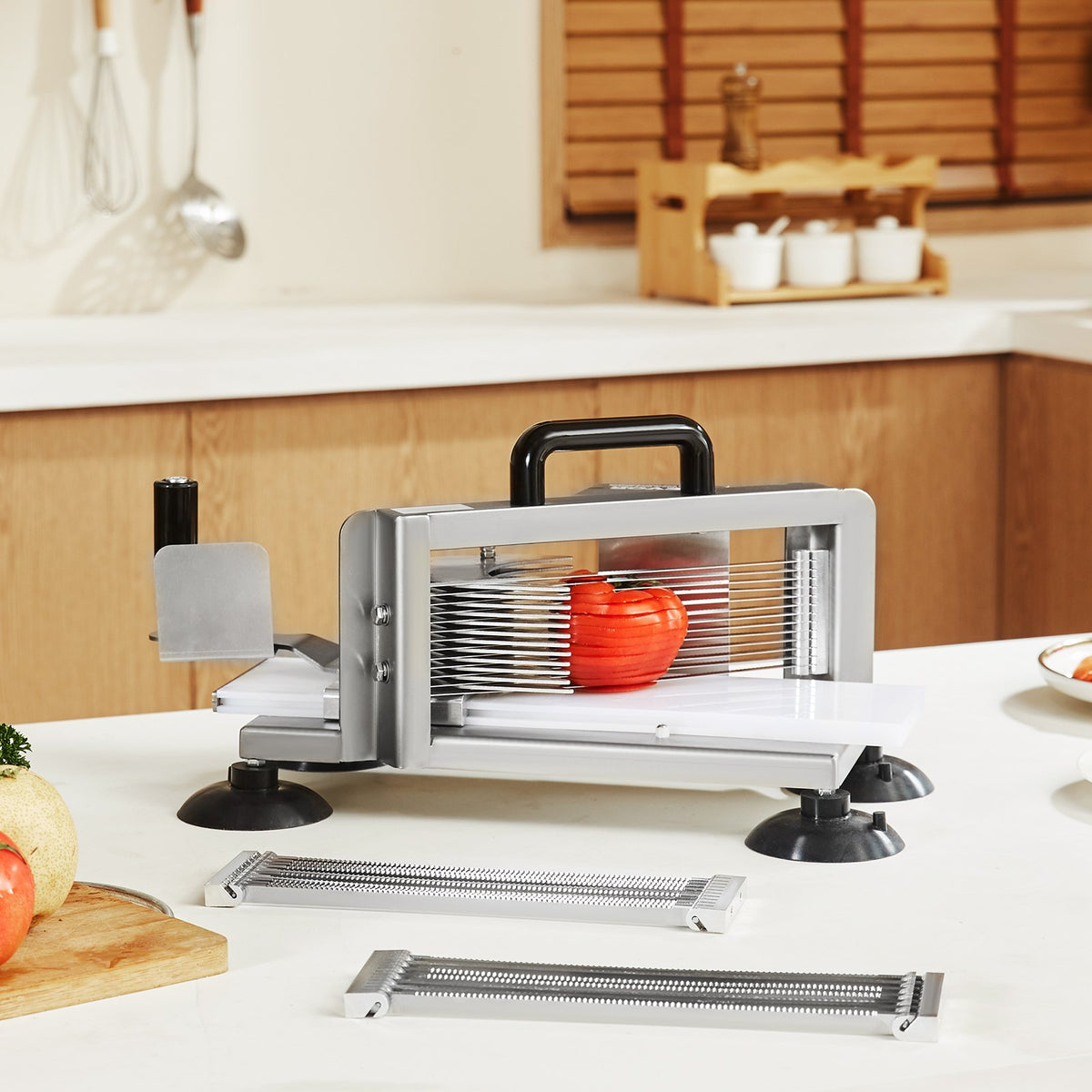 VEVOR Commercial Tomato Slicer, 1/4"+3/8"+3/16" Tomato Cutter Slicer, Stainless Steel Heavy Duty Tomato Slicer Machine, Manual Tomato Slicer with Non-slip Feet, Cutting Tomatoes, Cucumbers, Bananas - FQQPJZTS14388D14CV0 - view 9