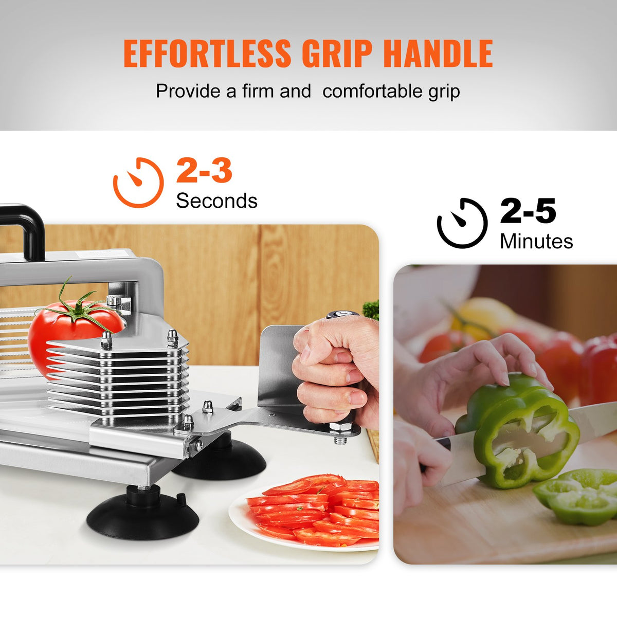 VEVOR Commercial Tomato Slicer, 1/4 inch Tomato Cutter Slicer, Stainless Steel Heavy Duty Tomato Slicer Machine, Manual Tomato Slicer with Non-slip Feet
