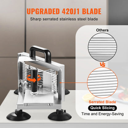 VEVOR Commercial Tomato Slicer, 1/4 inch Tomato Cutter Slicer, Stainless Steel Heavy Duty Tomato Slicer Machine, Manual Tomato Slicer with Non-slip Feet
