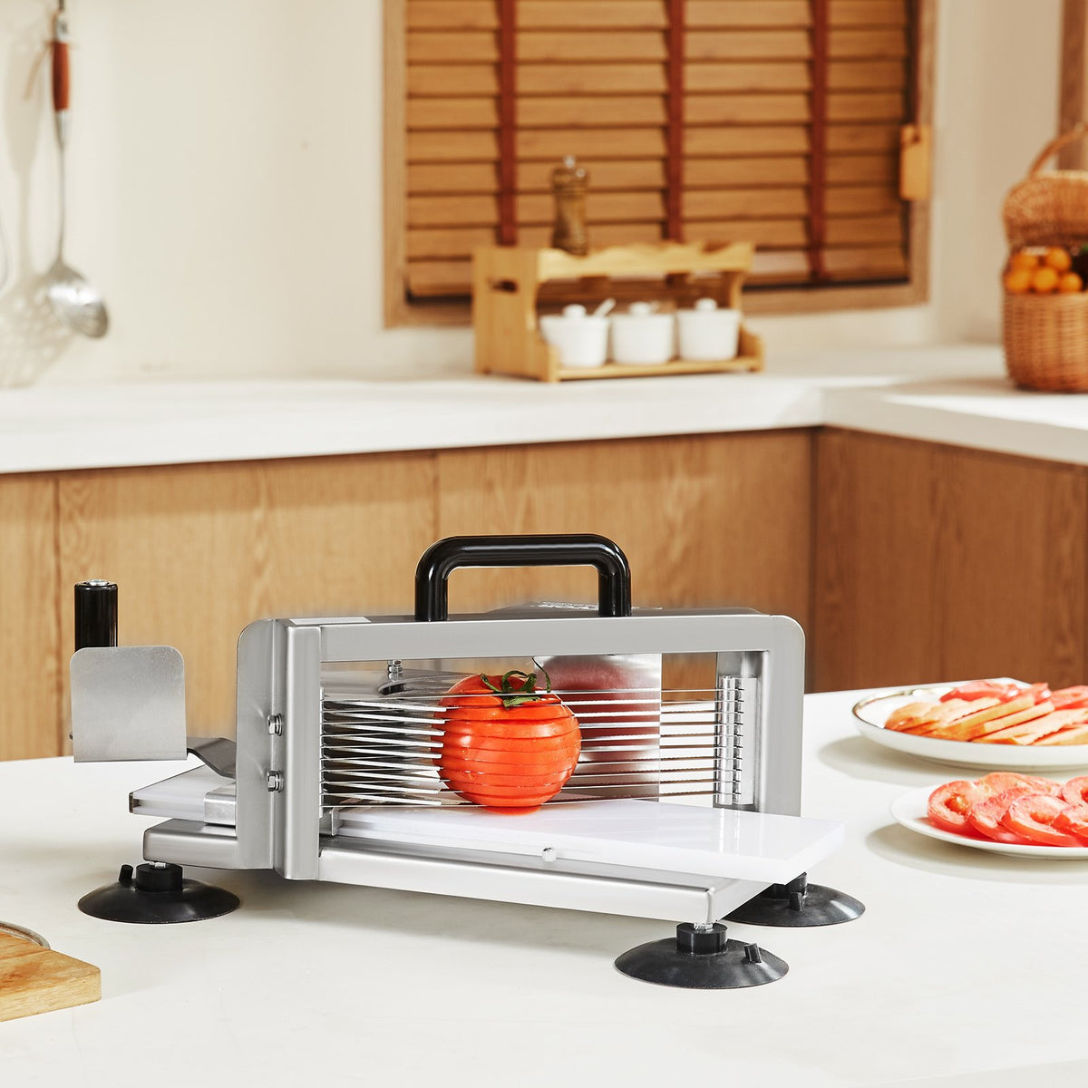 VEVOR Commercial Tomato Slicer, 1/4 inch Tomato Cutter Slicer, Stainless Steel Heavy Duty Tomato Slicer Machine, Manual Tomato Slicer with Non-slip Feet