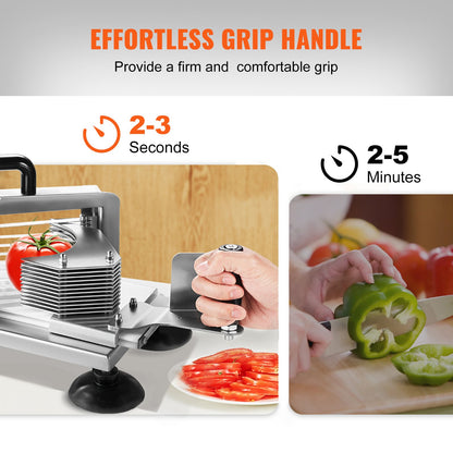 VEVOR Commercial Tomato Slicer, 3/8 inch Tomato Cutter Slicer, Stainless Steel Heavy Duty Tomato Slicer Machine, Manual Tomato Slicer with Non-slip Feet, for Cutting Tomatoes, Cucumbers, Bananas - FQQPJZTS38INFK220V0 - view 4