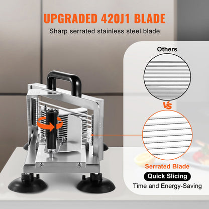 VEVOR Commercial Tomato Slicer, 3/8 inch Tomato Cutter Slicer, Stainless Steel Heavy Duty Tomato Slicer Machine, Manual Tomato Slicer with Non-slip Feet, for Cutting Tomatoes, Cucumbers, Bananas - FQQPJZTS38INFK220V0 - view 5
