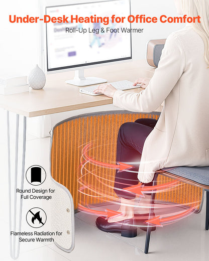 VEVOR Under Desk Space Heater,Rollable Foot Warmer Portable for Home&Office,Timer & Secure,Quiet for Legs,Ankles,Touch&Remote Control Personal Electric Round Surround Warming Pad,Over-Heat Protection - FRMFSJRQYXCKOX9F0001V1 - view 3