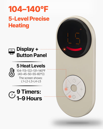 VEVOR Under Desk Space Heater,Rollable Foot Warmer Portable for Home&Office,Timer & Secure,Quiet for Legs,Ankles,Touch&Remote Control Personal Electric Round Surround Warming Pad,Over-Heat Protection - FRMFSJRQYXCKOX9F0001V1 - view 4