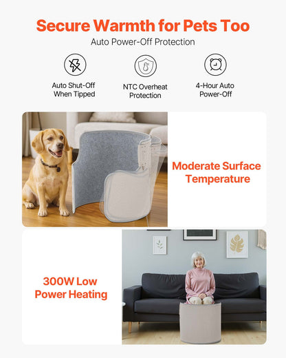 VEVOR Under Desk Space Heater,Rollable Foot Warmer Portable for Home&Office,Timer & Secure,Quiet for Legs,Ankles,Touch&Remote Control Personal Electric Round Surround Warming Pad,Over-Heat Protection - FRMFSJRQYXCKOX9F0001V1 - view 5