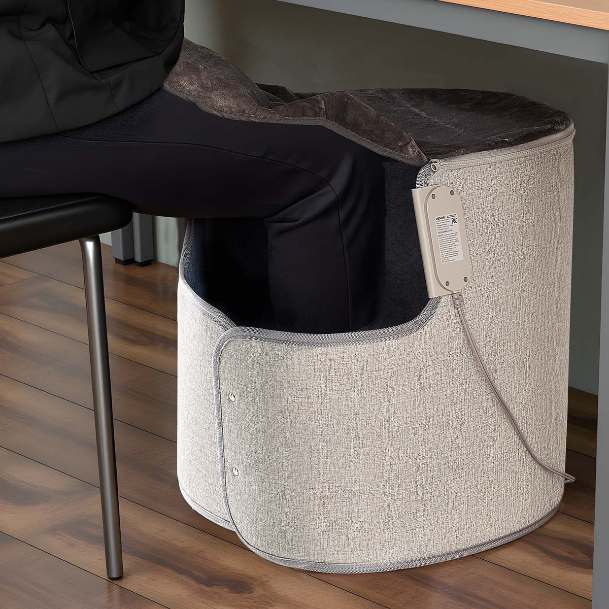 VEVOR Under Desk Space Heater,Rollable Foot Warmer Portable for Home&Office,Timer & Secure,Quiet for Legs,Ankles,Touch&Remote Control Personal Electric Round Surround Warming Pad,Over-Heat Protection - FRMFSJRQYXCKOX9F0001V1 - view 9