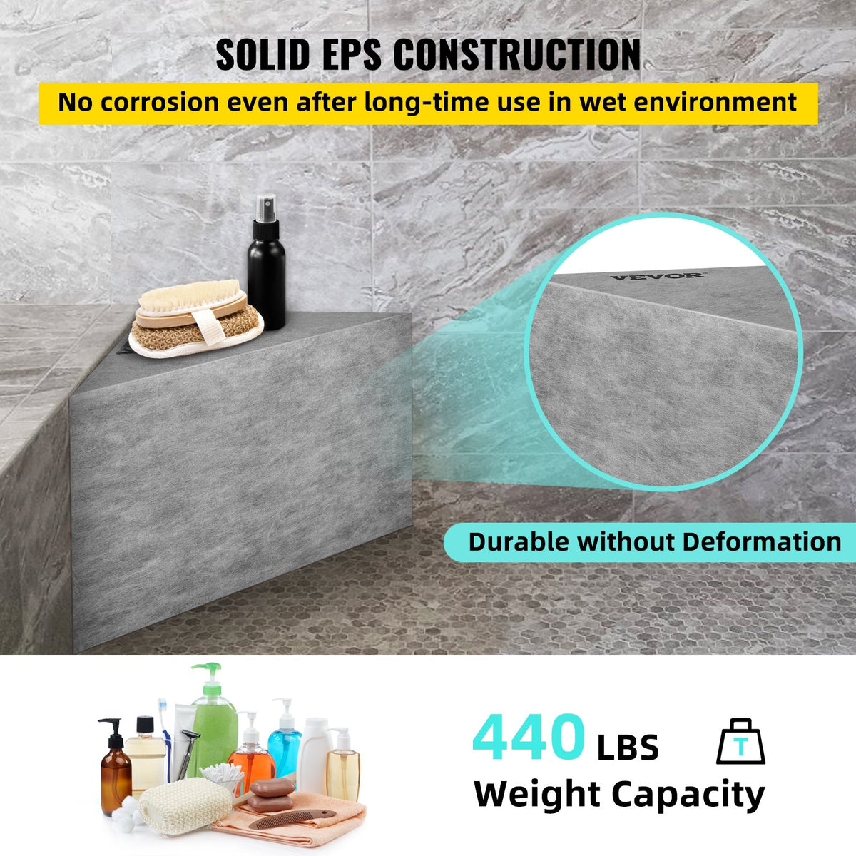 VEVOR Kerdi Board Shower Bench - Select Your Configuration - FS22625X16X209POQV0 - view 3