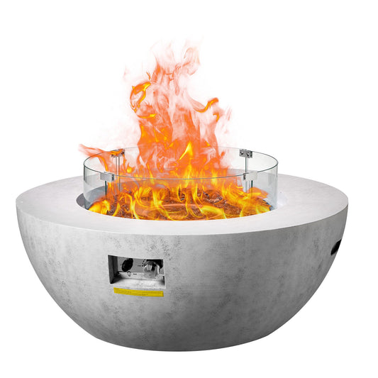VEVOR Propane Fire Pit, Outdoor Concrete Gas Fire Pit, 39 in Tabletop with Lava Rocks, Lid,Rain Cover,Adjust Flame Height Camping Firepit for Heating, Lighting, 50000 BTU - FSNRQHK42YCY8GDSKV9 - view 1