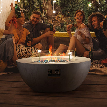 VEVOR Propane Fire Pit, Outdoor Concrete Gas Fire Pit, 39 in Tabletop with Lava Rocks, Lid,Rain Cover,Adjust Flame Height Camping Firepit for Heating, Lighting, 50000 BTU - FSNRQHK42YCY8GDSKV9 - view 9