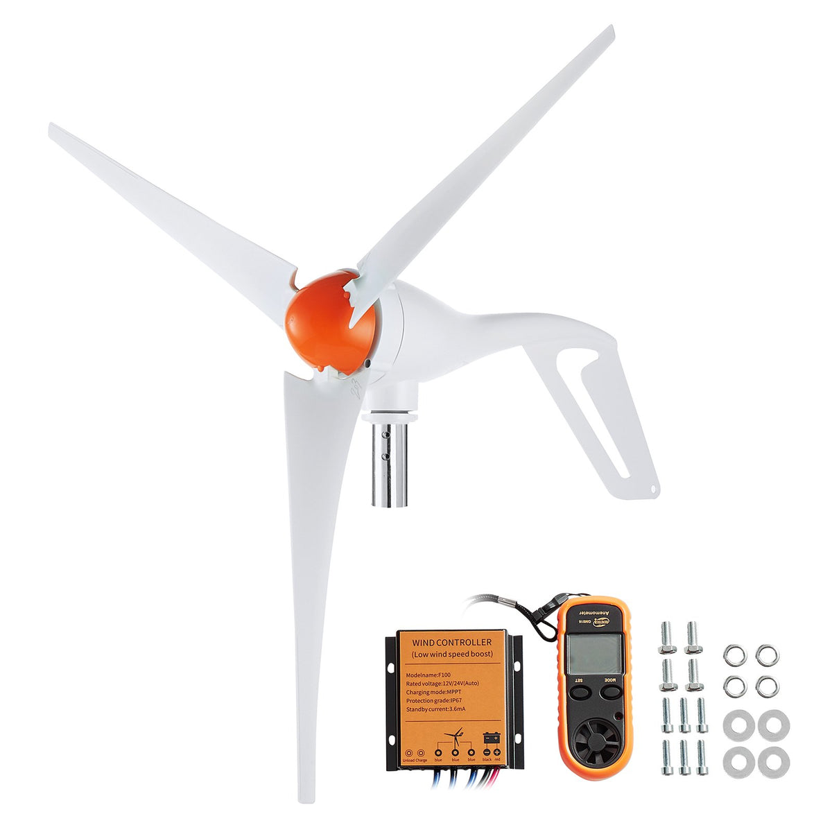 VEVOR 500W Wind Turbine Generator with Anemometer, 12V Wind Turbine Kit, 3-Blade Wind Power Generator, MPPT Controller & Adjustable Windward Direction, Suitable for Home, Farm, RVs, Boats - FSSFLWLFDJ40N69K2V9 - view 1