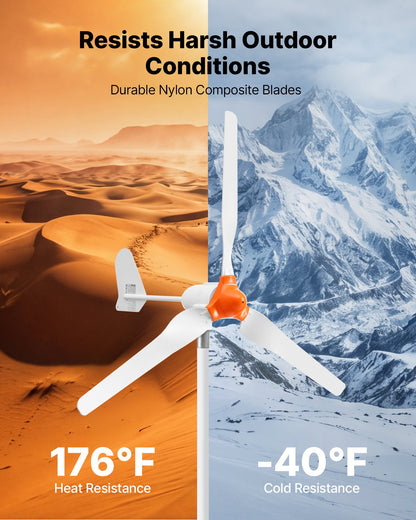 VEVOR 1200W 24V Wind Turbine Generator, 3-Blade Wind Turbine Kit with Wind/Solar Hybrid Controller
