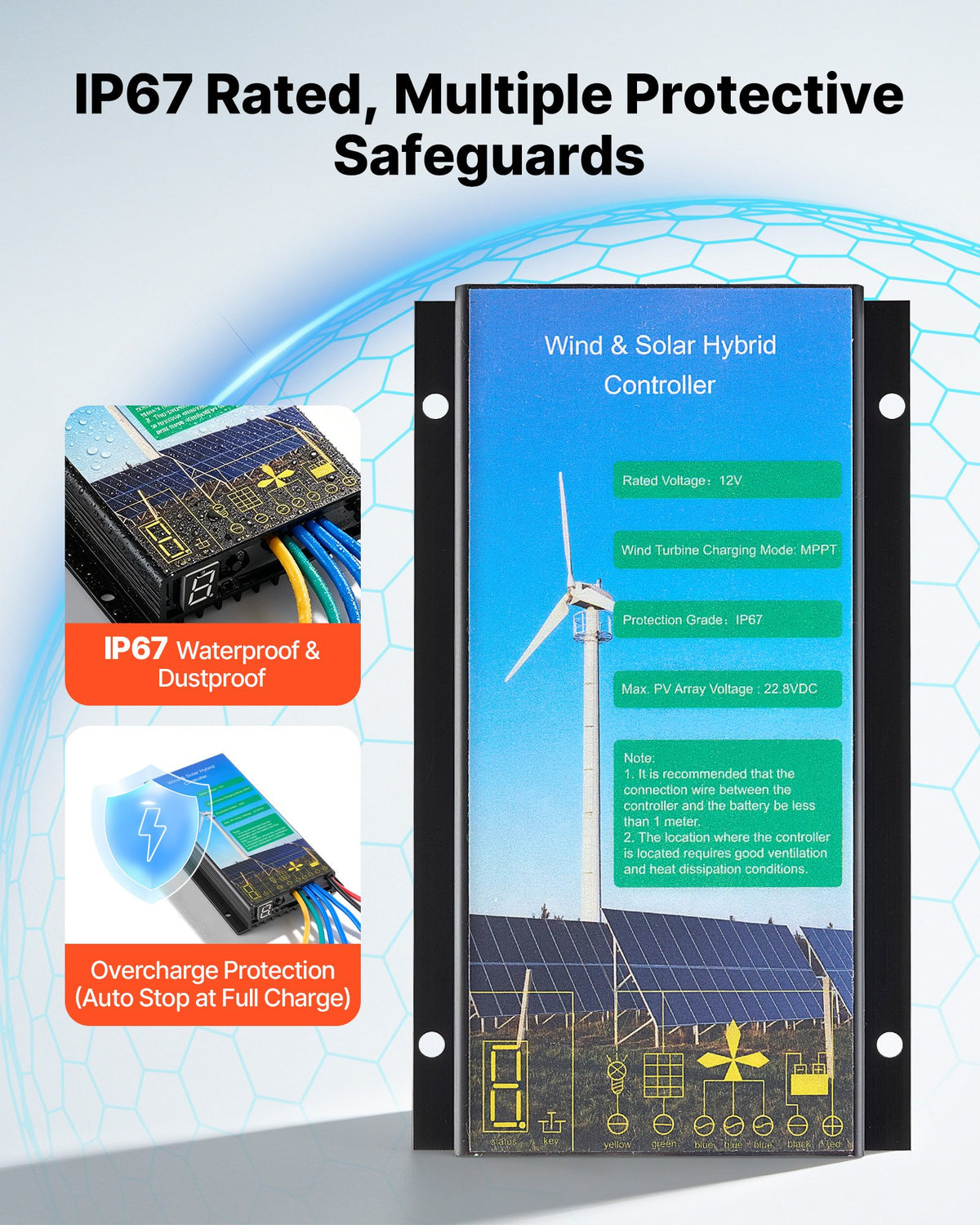VEVOR 800W 12V Wind Turbine Generator, 5-Blade Wind Turbine Kit with Wind & Solar Hybrid Controller