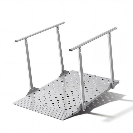 VEVOR Wheelchair Ramp with Handrails, 44.9 x 33.5 in, Heavy Duty Carbon Steel Handicap Ramp, 440 lbs Capacity, Non-Slip Portable Threshold Ramps for Home Steps, Stairs, Doorways, Curbs, Walkers, Scooters - FSSMJPD5YC00C3DAG001V0 - view 1