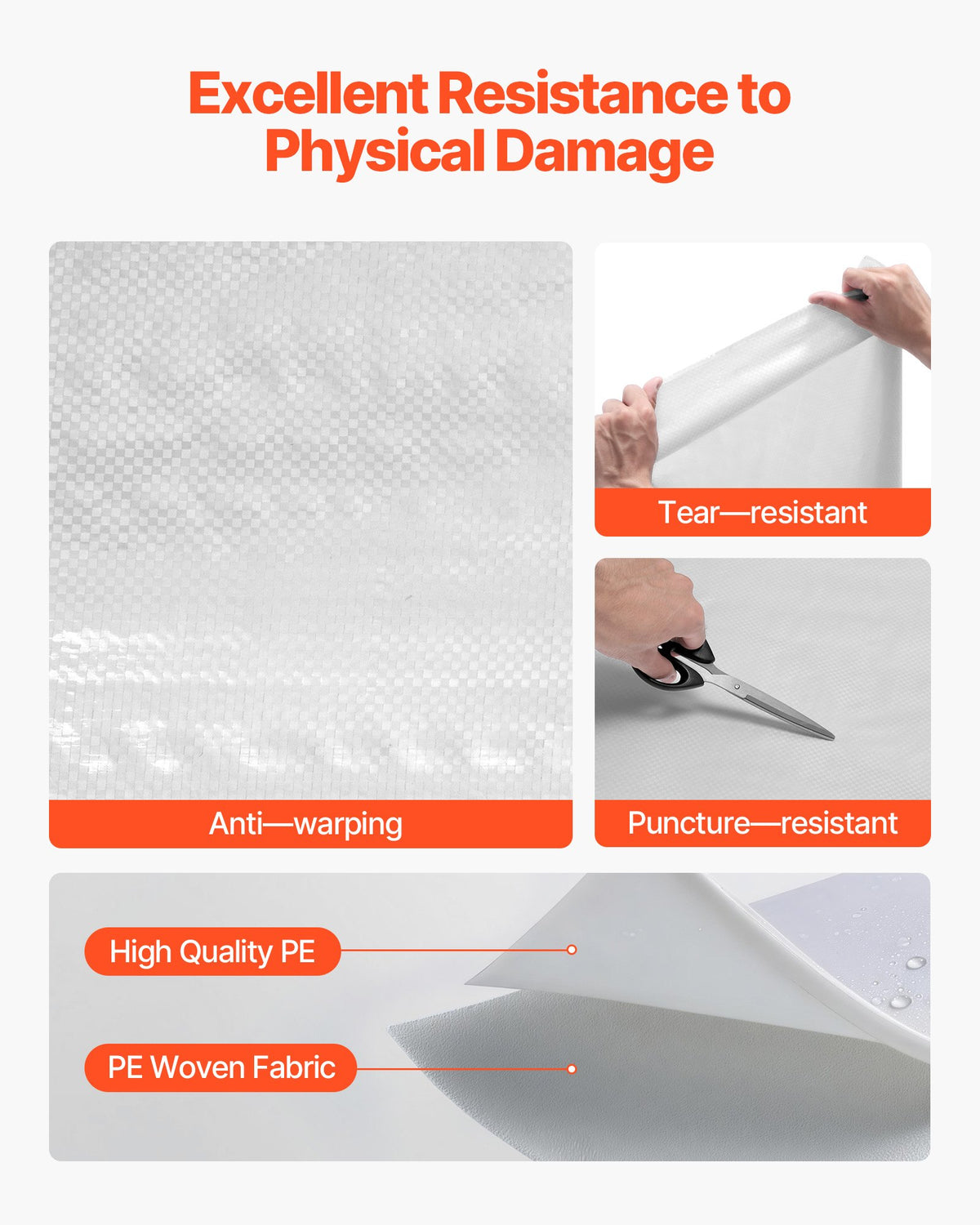 VEVOR House Wrap, 9 x 150 ft, 0.13 mm Thick Vapor Barrier, Heavy Duty Plastic Sheeting for Tear-resistant, Drop Cloth Vapor Barrier Covering for Residential & Commercial Construction, White - FSTQM9FT150FSRA05001V0 - view 5