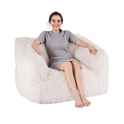 VEVOR Bean Bag Chair, BeanBag Sofa Chair with Armrests for Adults, Fluffy Plush & High-Density Foam Filling Adult Bean Bag with Zapper, Comfy Lazy Sofa Chair Ideal for Living Room, Bedroom, Beige - FSYXCRDDY454MQO2DV0 - view 2