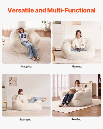 VEVOR Bean Bag Chair, BeanBag Sofa Chair with Armrests for Adults, Fluffy Plush & High-Density Foam Filling Adult Bean Bag with Zapper, Comfy Lazy Sofa Chair Ideal for Living Room, Bedroom, Beige - FSYXCRDDY454MQO2DV0 - view 7