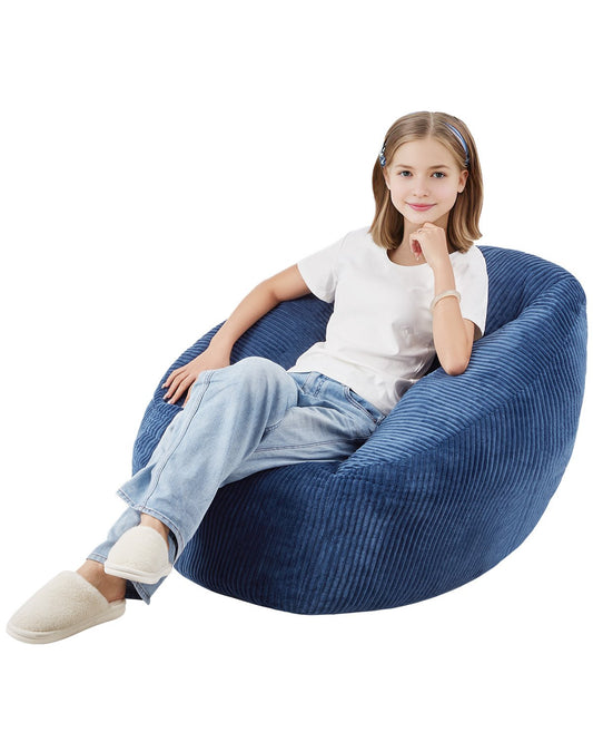 VEVOR Bean Bag Chair, 3 feet Bean Bag Chair with Soft Armrests and Storage Pocket, 25D Memory Foam Filled with Soft Teddy Velvet Cover, Bean Bag for Bedroom or Playroom, Blue - FSYXDDY3539ISF3TGV0 - view 1