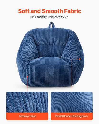 VEVOR Bean Bag Chair, 3 feet Bean Bag Chair with Soft Armrests and Storage Pocket, 25D Memory Foam Filled with Soft Teddy Velvet Cover, Bean Bag for Bedroom or Playroom, Blue - FSYXDDY3539ISF3TGV0 - view 4