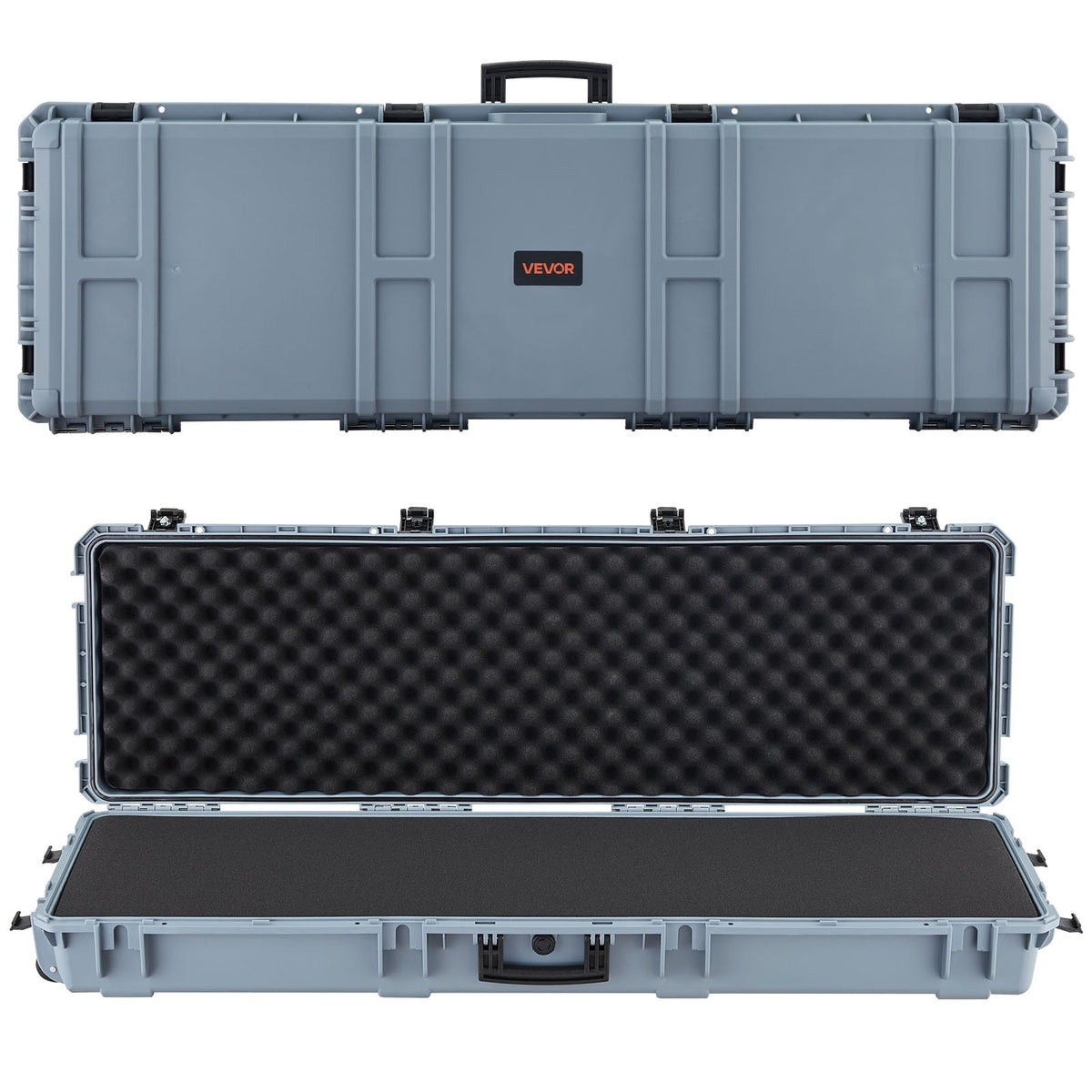 VEVOR Hard Rifle Case, Lockable Rifle Case with Pre-cut Foams, 52 in Gun Storage with Wheels, Heavy Duty IP67 Waterproof & Dustproof Pistol Storage Cases for Rifles, Shotguns, Airsoft Guns, Grey - FSYZBQH52415N8LQJ001V0 - view 1