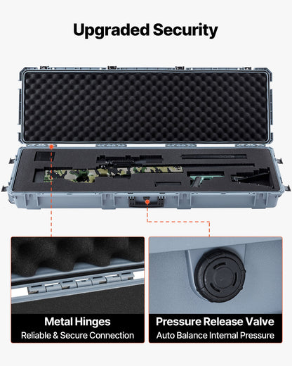 VEVOR Hard Rifle Case, Lockable Rifle Case with Pre-cut Foams, 52 in Gun Storage with Wheels, Heavy Duty IP67 Waterproof & Dustproof Pistol Storage Cases for Rifles, Shotguns, Airsoft Guns, Grey - FSYZBQH52415N8LQJ001V0 - view 7