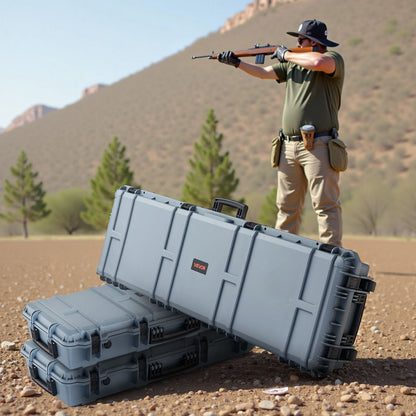 VEVOR Hard Rifle Case, Lockable Rifle Case with Pre-cut Foams, 52 in Gun Storage with Wheels, Heavy Duty IP67 Waterproof & Dustproof Pistol Storage Cases for Rifles, Shotguns, Airsoft Guns, Grey - FSYZBQH52415N8LQJ001V0 - view 9