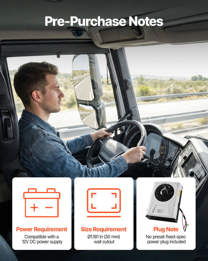 VEVOR Truck Air Conditioner, 12V 10000 BTU Mini Split AC Unit, 400 m³/h Airflow Cab Air Conditioner, Fast Cooling Low Noise for Semi Truck, Camper