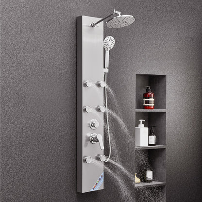 VEVOR Shower Panel Tower System with Rainfall Shower Head, 49 in Brushed Stainless Steel Shower Column, 3-Function Faucet