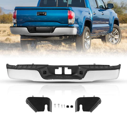 VEVOR Rear Step Bumper, Compatible with 2007-2013-Toyota Tundra, Chrome Steel Back Bumper, Assembly Replacement Rear Bumper with License Plate Light and Step Pad, without Sensor Holes, for TO1103117 - FTK20072013T4XEYOV9 - view 1