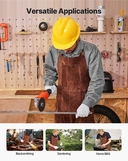 VEVOR Leather Welding Apron Split Leg, Heavy Duty Cowhide Flame Resistant Welding Pants for Men Women, Heat-Resistant Safety Apron with 3 Pockets for Woodworking, Gardening, Blacksmithing, XL-Size - FTWQFTWQNPFRF0HUL001V0 - view 7