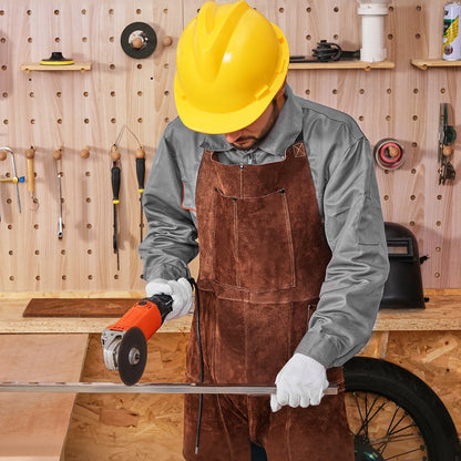 VEVOR Leather Welding Apron Split Leg, Heavy Duty Cowhide Flame Resistant Welding Pants for Men Women, Heat-Resistant Safety Apron with 3 Pockets for Woodworking, Gardening, Blacksmithing, XL-Size - FTWQFTWQNPFRF0HUL001V0 - view 9