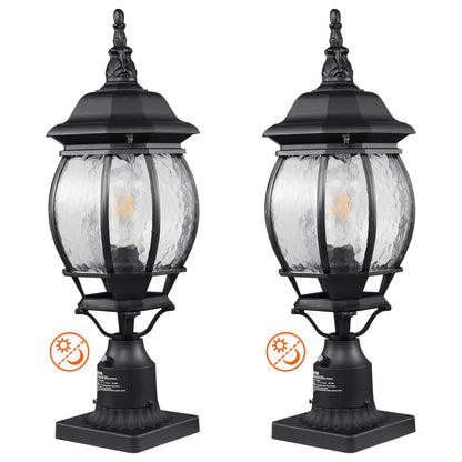 VEVOR 2 Pack Dusk to Dawn Outdoor Post Light, 20.87 in, Waterproof Lamp Post Light Fixtures with 5.5 in Pier Mount Base Glass Shade, Lightning-proof Exterior Pole Column Light for Patio Garden Pathway - FTYNHWZD2JZD98F8DV6 - view 1