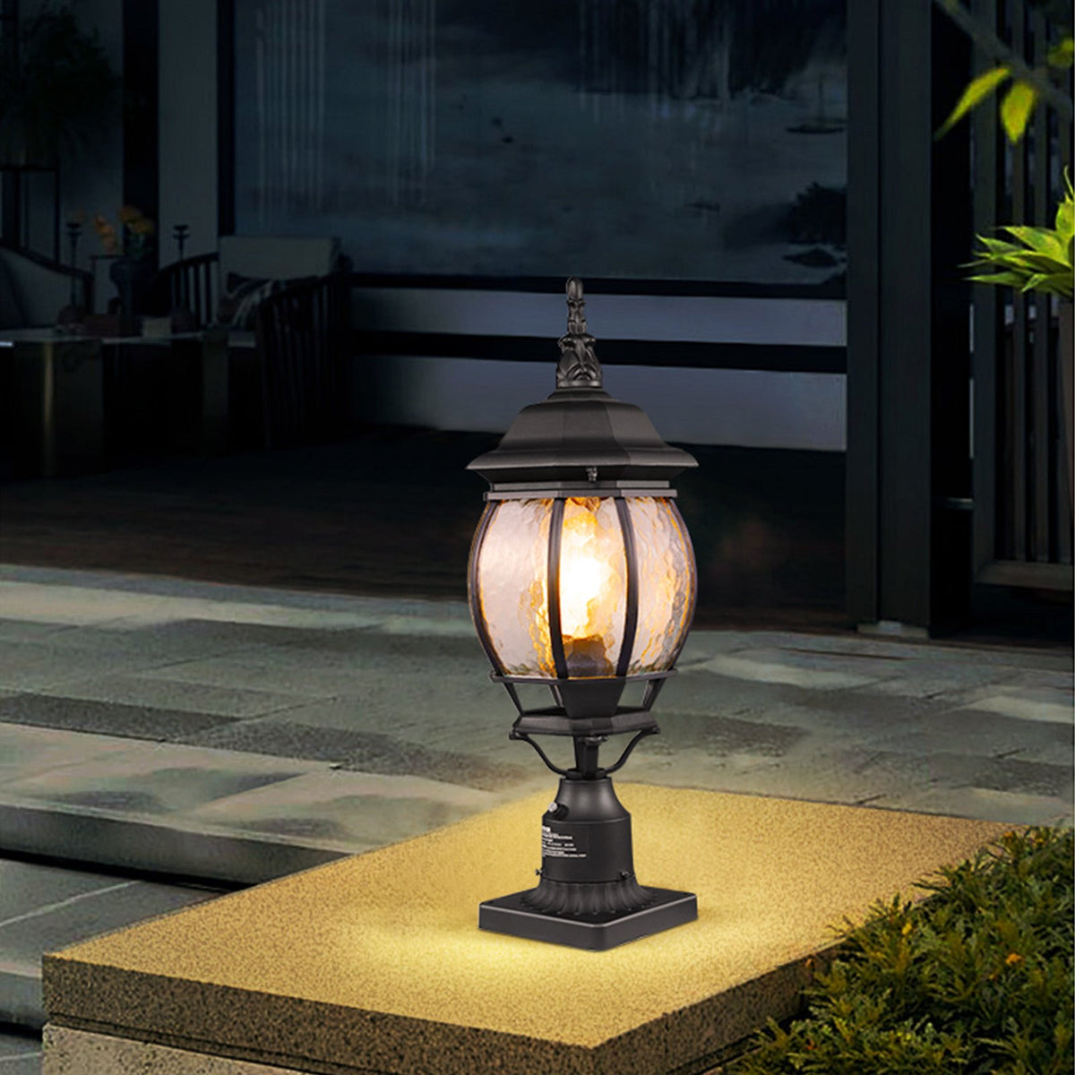 VEVOR 2 Pack Dusk to Dawn Outdoor Post Light, 20.87 in, Waterproof Lamp Post Light Fixtures with 5.5 in Pier Mount Base Glass Shade, Lightning-proof Exterior Pole Column Light for Patio Garden Pathway - FTYNHWZD2JZD98F8DV6 - view 9