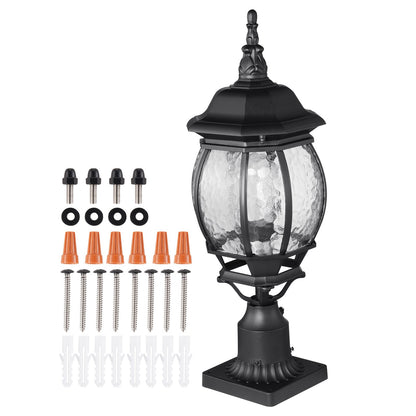 VEVOR 2 Pack Dusk to Dawn Outdoor Post Light, 20.87 in, Waterproof Lamp Post Light Fixtures with 5.5 in Pier Mount Base Glass Shade, Lightning-proof Exterior Pole Column Light for Patio Garden Pathway - FTYNHWZD2JZD98F8DV6 - view 10