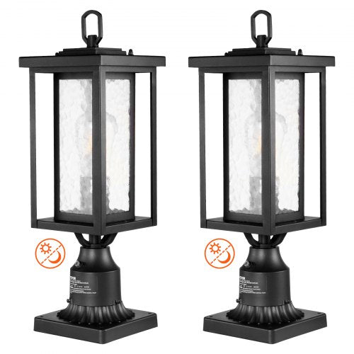 VEVOR 2 Pack Dusk to Dawn Outdoor Post Light, 17.72 in, Waterproof Lamp Post Light Fixtures with 3.5 in Pier Mount Base Glass Shade, Lightning-proof Exterior Pole Column Light for Patio Garden Pathway - FTYNHWZDDDZ1FWLF5V6 - view 2