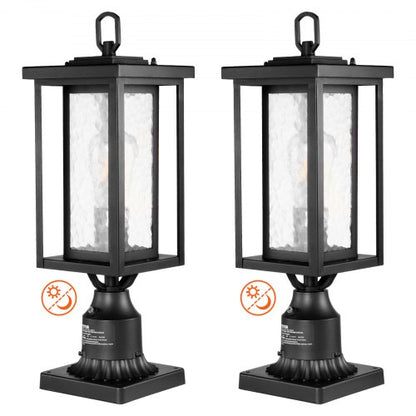 VEVOR 2 Pack Dusk to Dawn Outdoor Post Light, 17.72 in, Waterproof Lamp Post Light Fixtures with 3.5 in Pier Mount Base Glass Shade, Lightning-proof Exterior Pole Column Light for Patio Garden Pathway - FTYNHWZDDDZ1FWLF5V6 - view 2