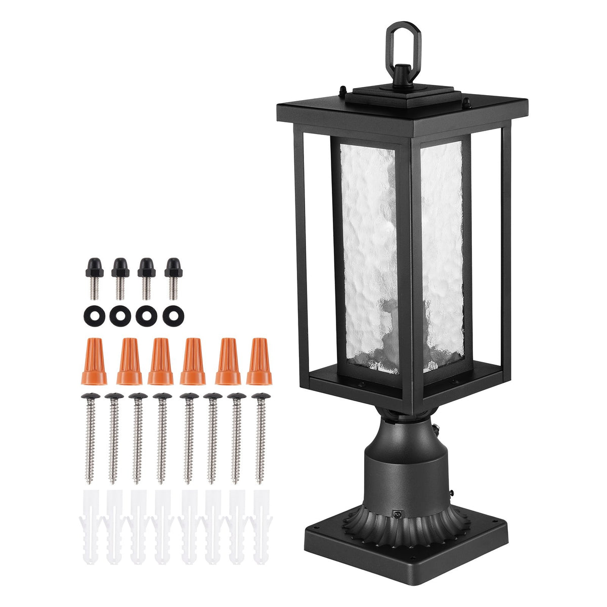 VEVOR 2 Pack Dusk to Dawn Outdoor Post Light, 17.72 in, Waterproof Lamp Post Light Fixtures with 3.5 in Pier Mount Base Glass Shade, Lightning-proof Exterior Pole Column Light for Patio Garden Pathway - FTYNHWZDDDZ1FWLF5V6 - view 10