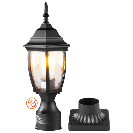 VEVOR Dusk to Dawn Outdoor Post Light, 15.75 in Height, Waterproof Lamp Post Light Fixture with 5.5 in Pier Mount Base Glass Shade, Lightning-proof Exterior Pole Column Light for Patio Garden Pathway - FTYNHWZDDDZ1MPFLIV6 - view 1