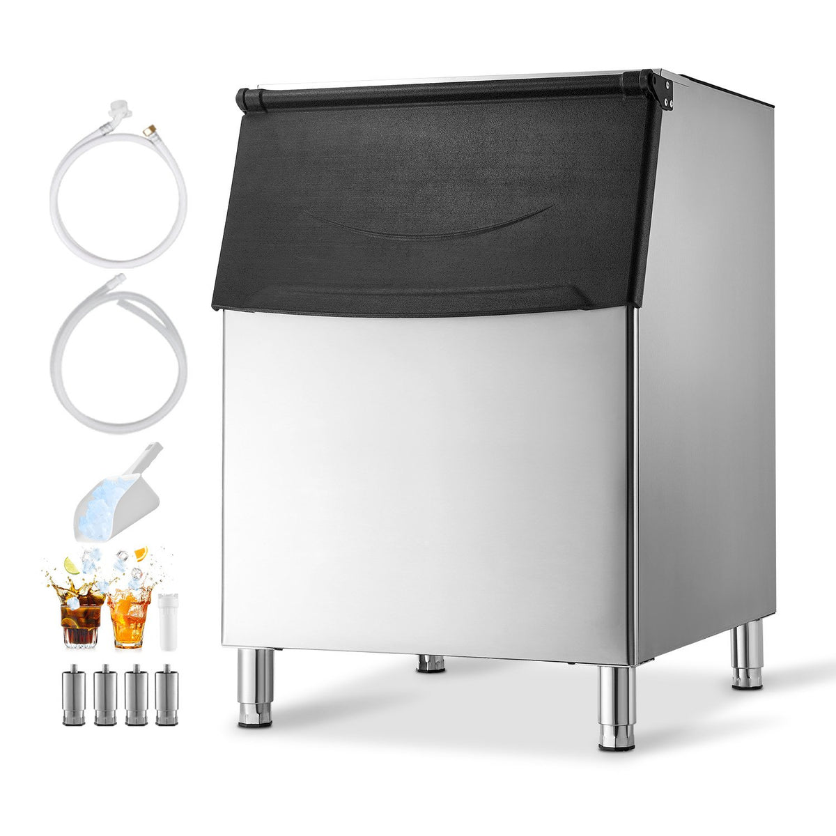 VEVOR Commercial Ice Maker Storage Bin, 500 LBS Capacity Ice-Bin, Stainless Steel Commercial Ice Storage Bin with Adjustable Anti-slip Rubber Feet, Suitable for Restaurant Hotel and Beverage Shops - FTZBJBTX500L15LVD001V0 - view 1