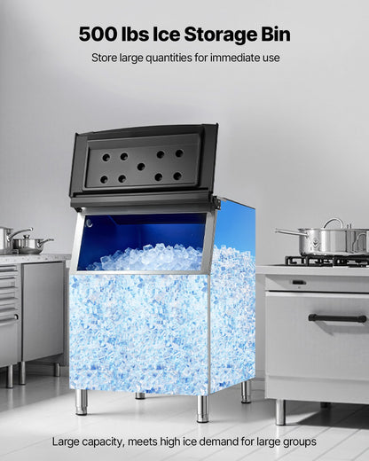 VEVOR Commercial Ice Maker Storage Bin, 500 LBS Capacity Ice-Bin, Stainless Steel Commercial Ice Storage Bin with Adjustable Anti-slip Rubber Feet, Suitable for Restaurant Hotel and Beverage Shops - FTZBJBTX500L15LVD001V0 - view 3